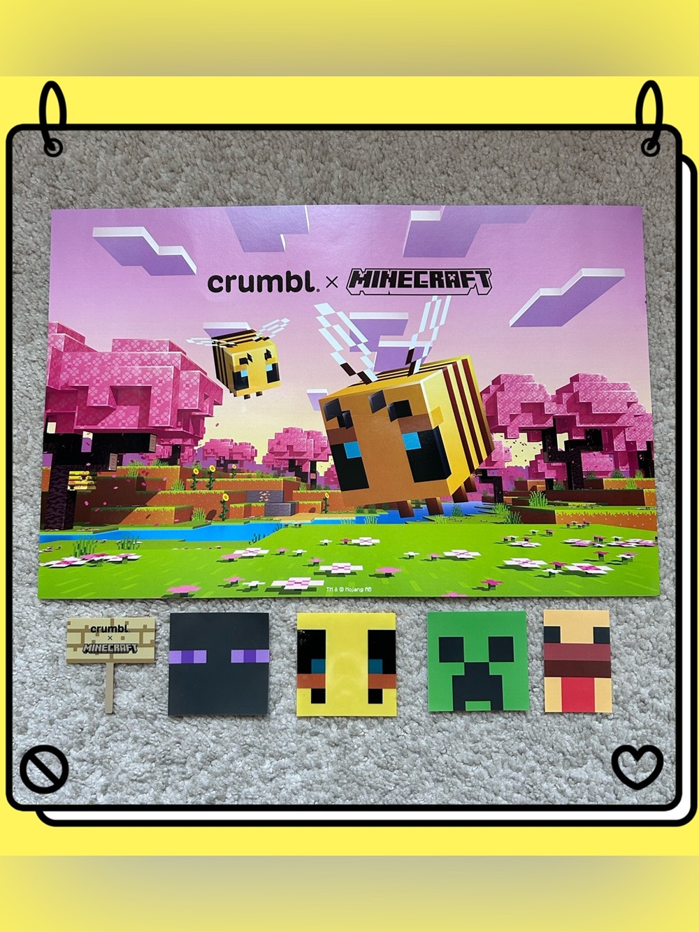 Crumbl x Minecraft Paper Box Art Display Poster & Cookie Toppers Set OS